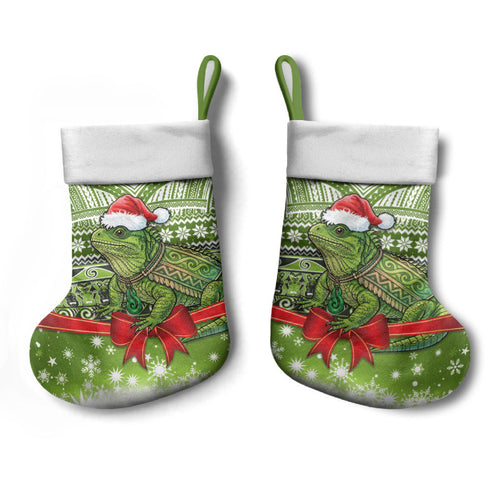 New Zealand Tuatara Christmas Stocking Maori Inspired Knitted Patterns