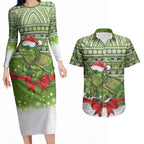 New Zealand Tuatara Christmas Couples Matching Long Sleeve Bodycon Dress and Hawaiian Shirt Maori Inspired Knitted Patterns