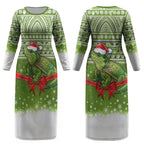 New Zealand Tuatara Christmas Couples Matching Long Sleeve Bodycon Dress and Hawaiian Shirt Maori Inspired Knitted Patterns