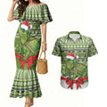 New Zealand Tuatara Christmas Couples Matching Mermaid Dress and Hawaiian Shirt Maori Inspired Knitted Patterns