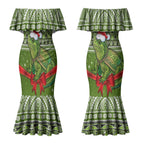 New Zealand Tuatara Christmas Couples Matching Mermaid Dress and Hawaiian Shirt Maori Inspired Knitted Patterns