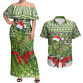 New Zealand Tuatara Christmas Couples Matching Off Shoulder Maxi Dress and Hawaiian Shirt Maori Inspired Knitted Patterns