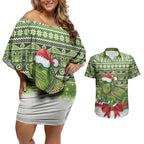 New Zealand Tuatara Christmas Couples Matching Off Shoulder Short Dress and Hawaiian Shirt Maori Inspired Knitted Patterns