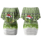 New Zealand Tuatara Christmas Couples Matching Off Shoulder Short Dress and Hawaiian Shirt Maori Inspired Knitted Patterns