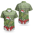 New Zealand Tuatara Christmas Couples Matching Short Sleeve Bodycon Dress and Hawaiian Shirt Maori Inspired Knitted Patterns