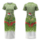 New Zealand Tuatara Christmas Couples Matching Short Sleeve Bodycon Dress and Hawaiian Shirt Maori Inspired Knitted Patterns