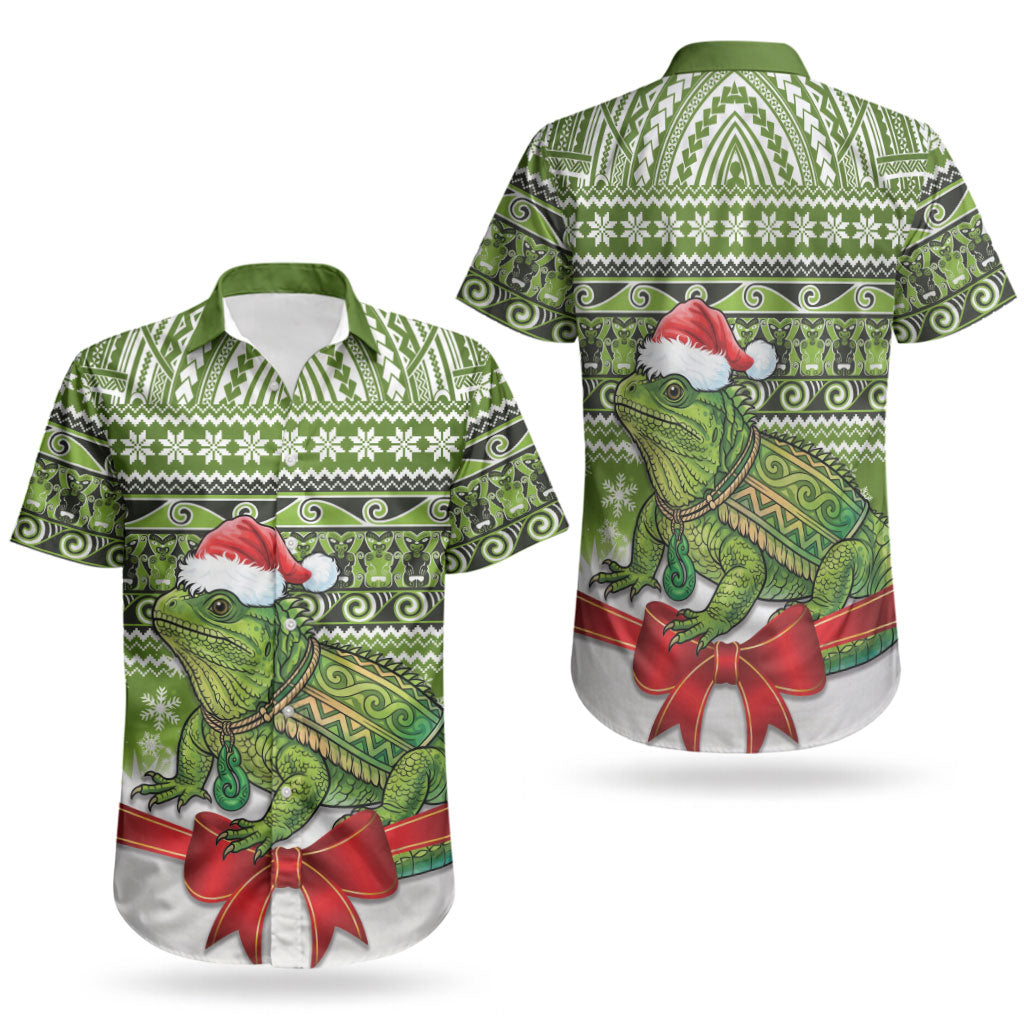 New Zealand Tuatara Christmas Couples Matching Summer Maxi Dress and Hawaiian Shirt Maori Inspired Knitted Patterns