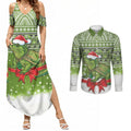 New Zealand Tuatara Christmas Couples Matching Summer Maxi Dress and Long Sleeve Button Shirt Maori Inspired Knitted Patterns