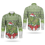 New Zealand Tuatara Christmas Couples Matching Summer Maxi Dress and Long Sleeve Button Shirt Maori Inspired Knitted Patterns