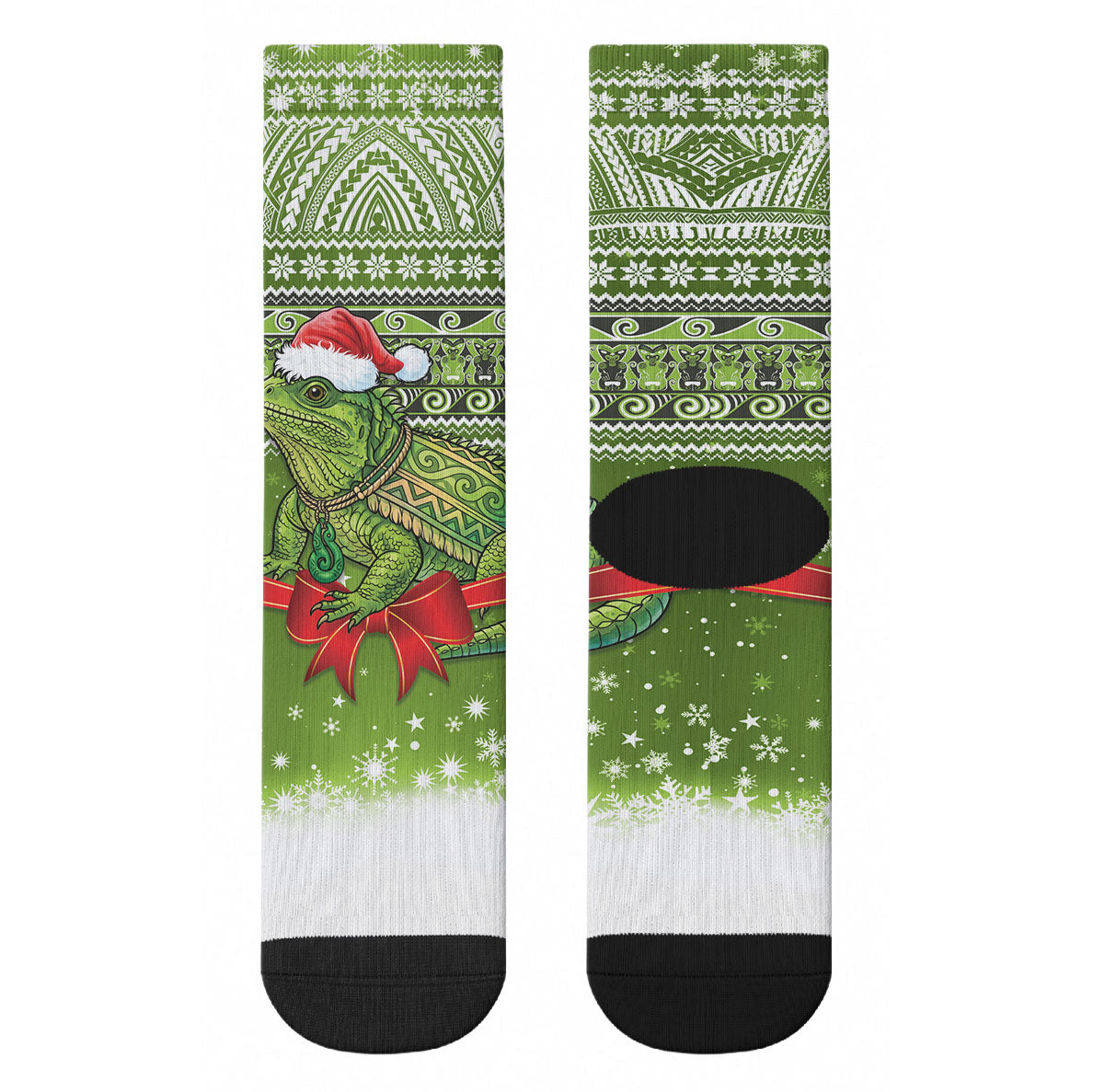 New Zealand Tuatara Christmas Crew Socks Maori Inspired Knitted Patterns