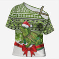New Zealand Tuatara Christmas Cross Shoulder Shirt Maori Inspired Knitted Patterns