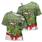New Zealand Tuatara Christmas Cross Shoulder Shirt Maori Inspired Knitted Patterns