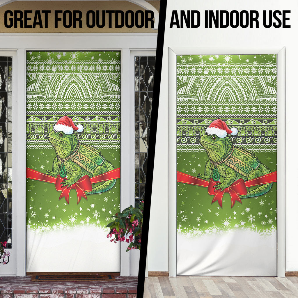 New Zealand Tuatara Christmas Door Cover Maori Inspired Knitted Patterns