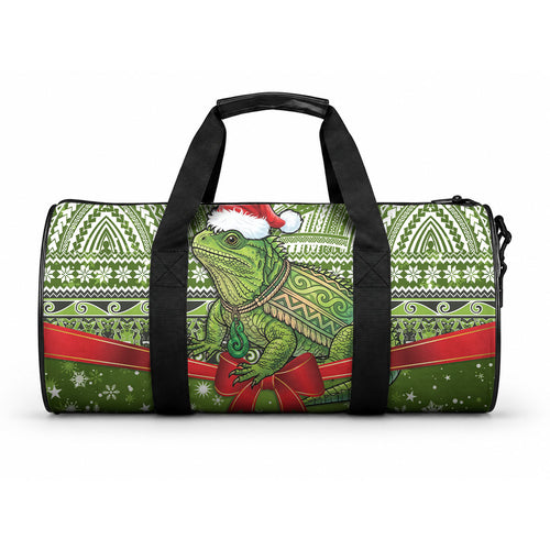 New Zealand Tuatara Christmas Duffle Bag Maori Inspired Knitted Patterns