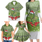 New Zealand Tuatara Christmas Family Matching Long Sleeve Bodycon Dress and Hawaiian Shirt Maori Inspired Knitted Patterns