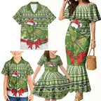 New Zealand Tuatara Christmas Family Matching Mermaid Dress and Hawaiian Shirt Maori Inspired Knitted Patterns