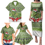 New Zealand Tuatara Christmas Family Matching Puletasi and Hawaiian Shirt Maori Inspired Knitted Patterns
