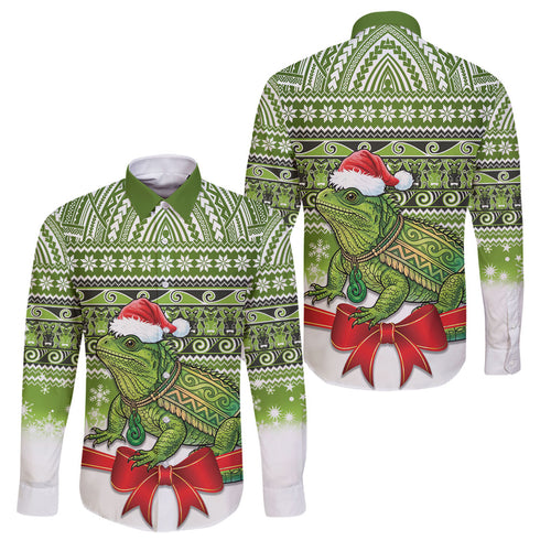 New Zealand Tuatara Christmas Family Matching Summer Maxi Dress and Hawaiian Shirt Maori Inspired Knitted Patterns