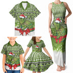 New Zealand Tuatara Christmas Family Matching Tank Maxi Dress and Hawaiian Shirt Maori Inspired Knitted Patterns