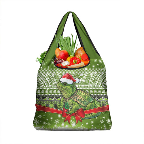 New Zealand Tuatara Christmas Grocery Bag Maori Inspired Knitted Patterns