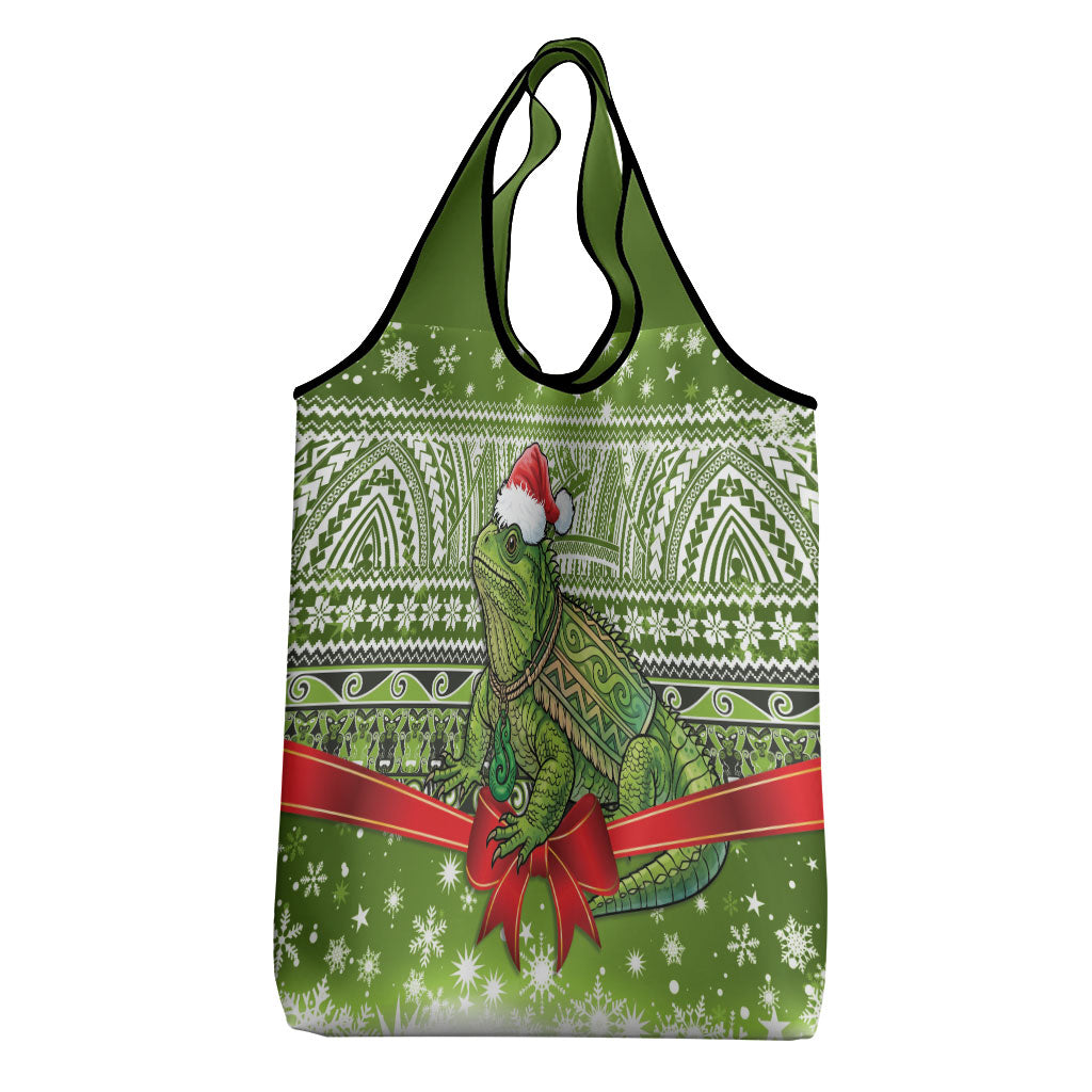 New Zealand Tuatara Christmas Grocery Bag Maori Inspired Knitted Patterns
