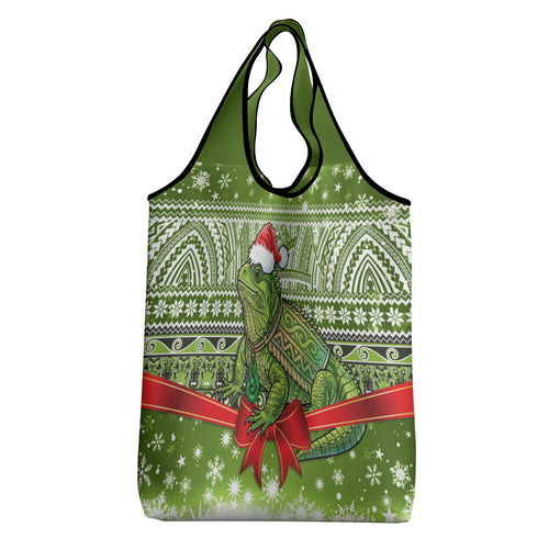 New Zealand Tuatara Christmas Grocery Bag Maori Inspired Knitted Patterns