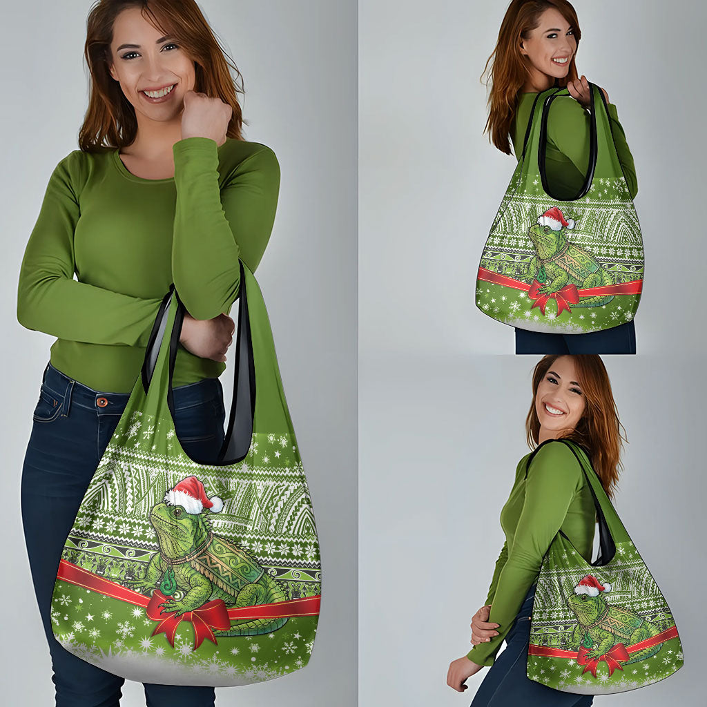 New Zealand Tuatara Christmas Grocery Bag Maori Inspired Knitted Patterns