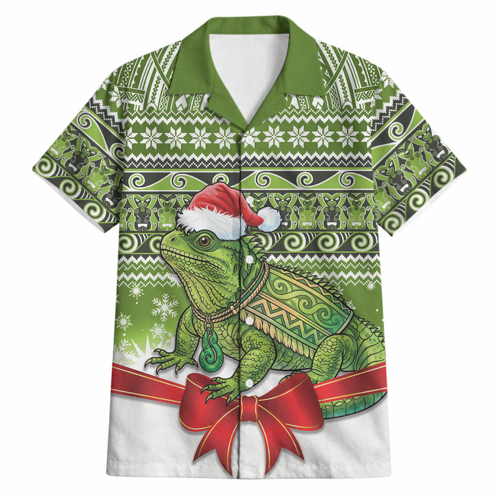 New Zealand Tuatara Christmas Hawaiian Shirt Maori Inspired Knitted Patterns