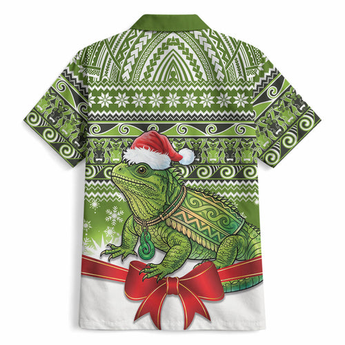 New Zealand Tuatara Christmas Hawaiian Shirt Maori Inspired Knitted Patterns