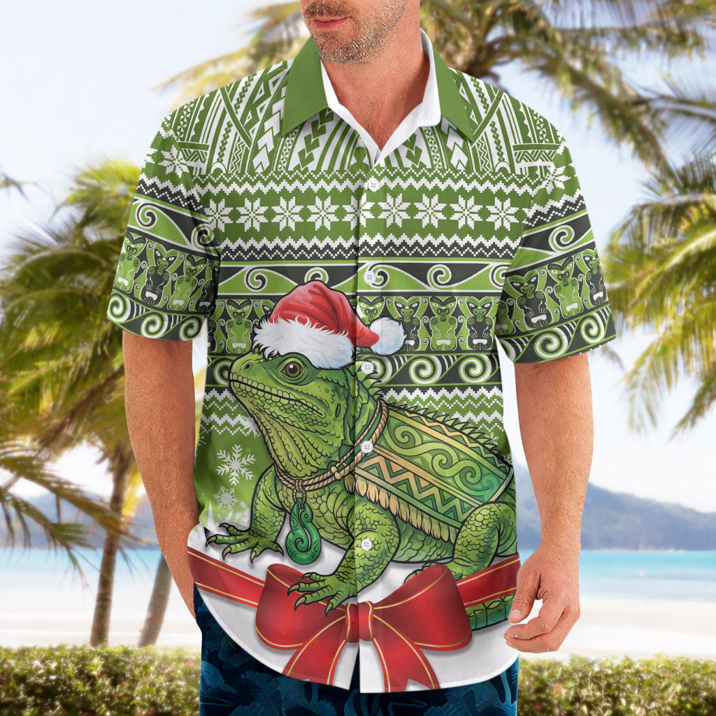 New Zealand Tuatara Christmas Hawaiian Shirt Maori Inspired Knitted Patterns