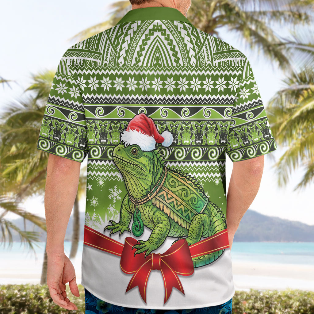 New Zealand Tuatara Christmas Hawaiian Shirt Maori Inspired Knitted Patterns