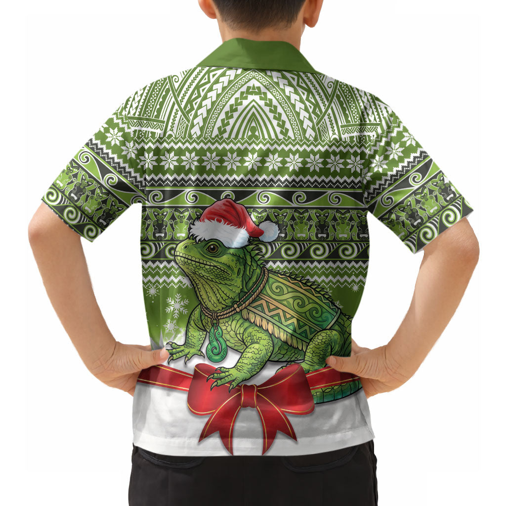 New Zealand Tuatara Christmas Hawaiian Shirt Maori Inspired Knitted Patterns