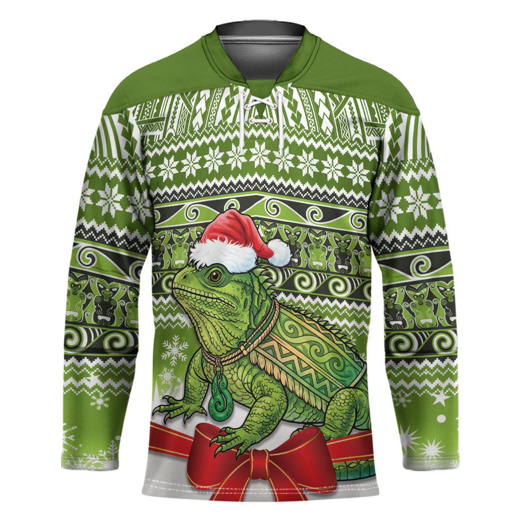 New Zealand Tuatara Christmas Hockey Jersey Maori Inspired Knitted Patterns