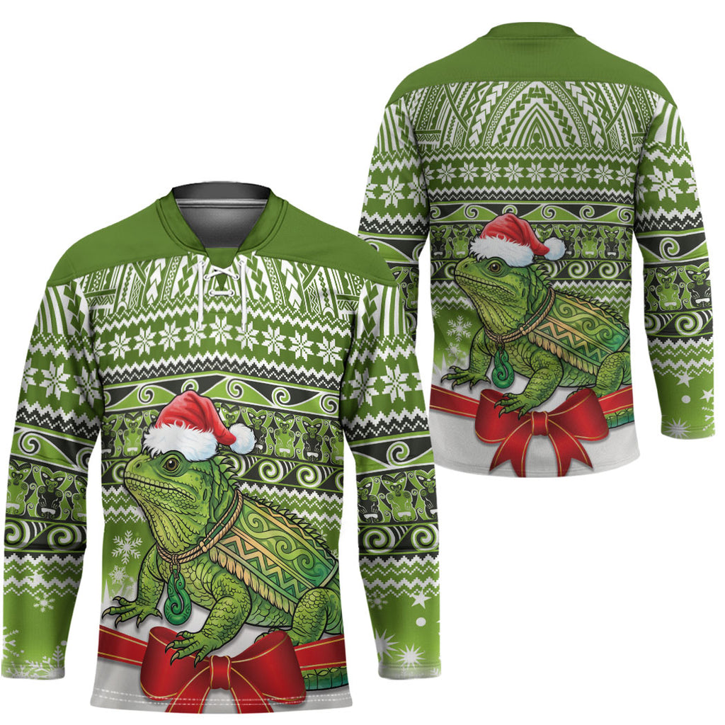 New Zealand Tuatara Christmas Hockey Jersey Maori Inspired Knitted Patterns