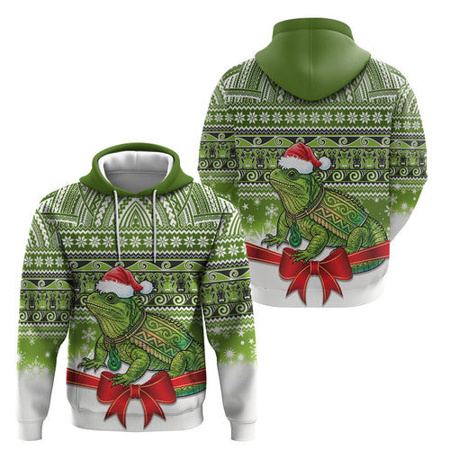 New Zealand Tuatara Christmas Hoodie Maori Inspired Knitted Patterns