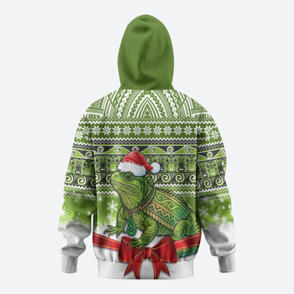 New Zealand Tuatara Christmas Hoodie Maori Inspired Knitted Patterns