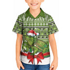 New Zealand Tuatara Christmas Kid Hawaiian Shirt Maori Inspired Knitted Patterns