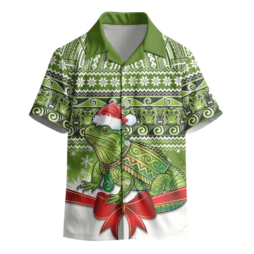 New Zealand Tuatara Christmas Kid Hawaiian Shirt Maori Inspired Knitted Patterns