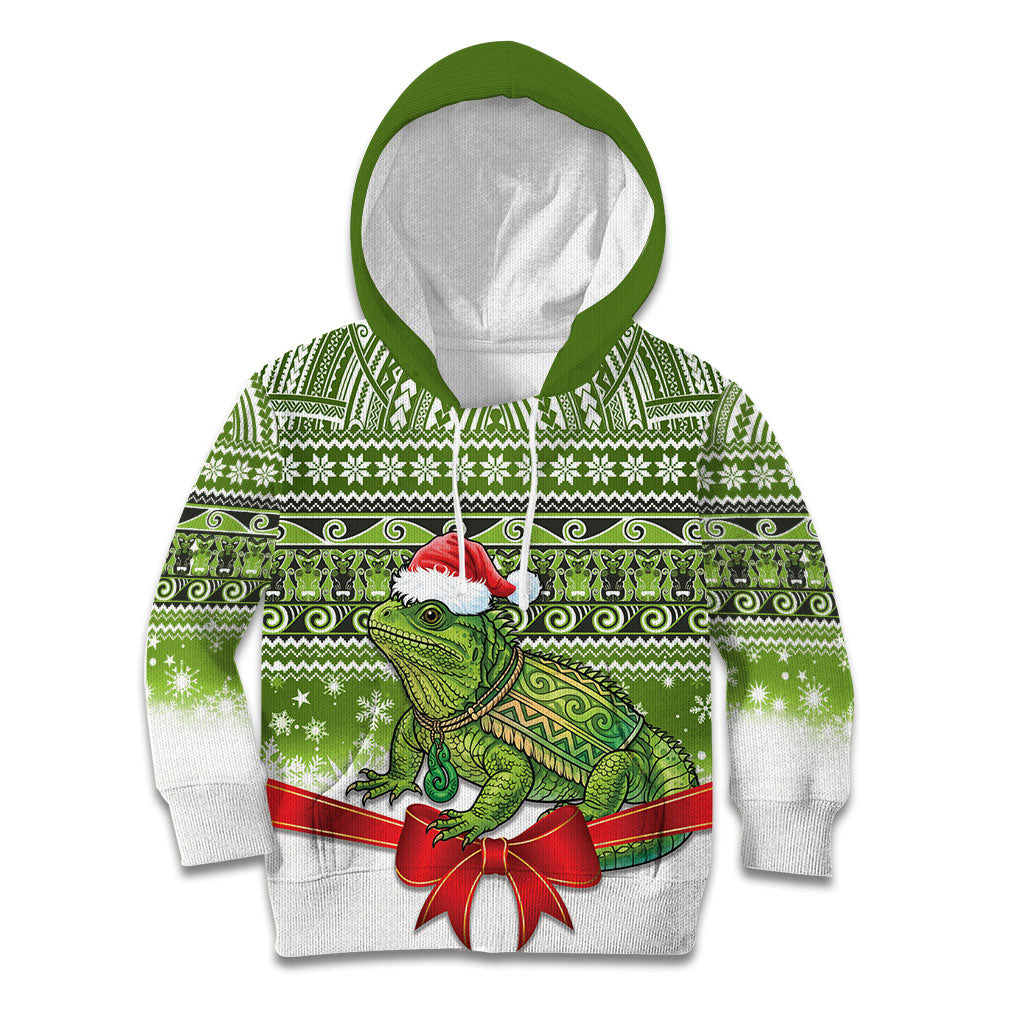 New Zealand Tuatara Christmas Kid Hoodie Maori Inspired Knitted Patterns