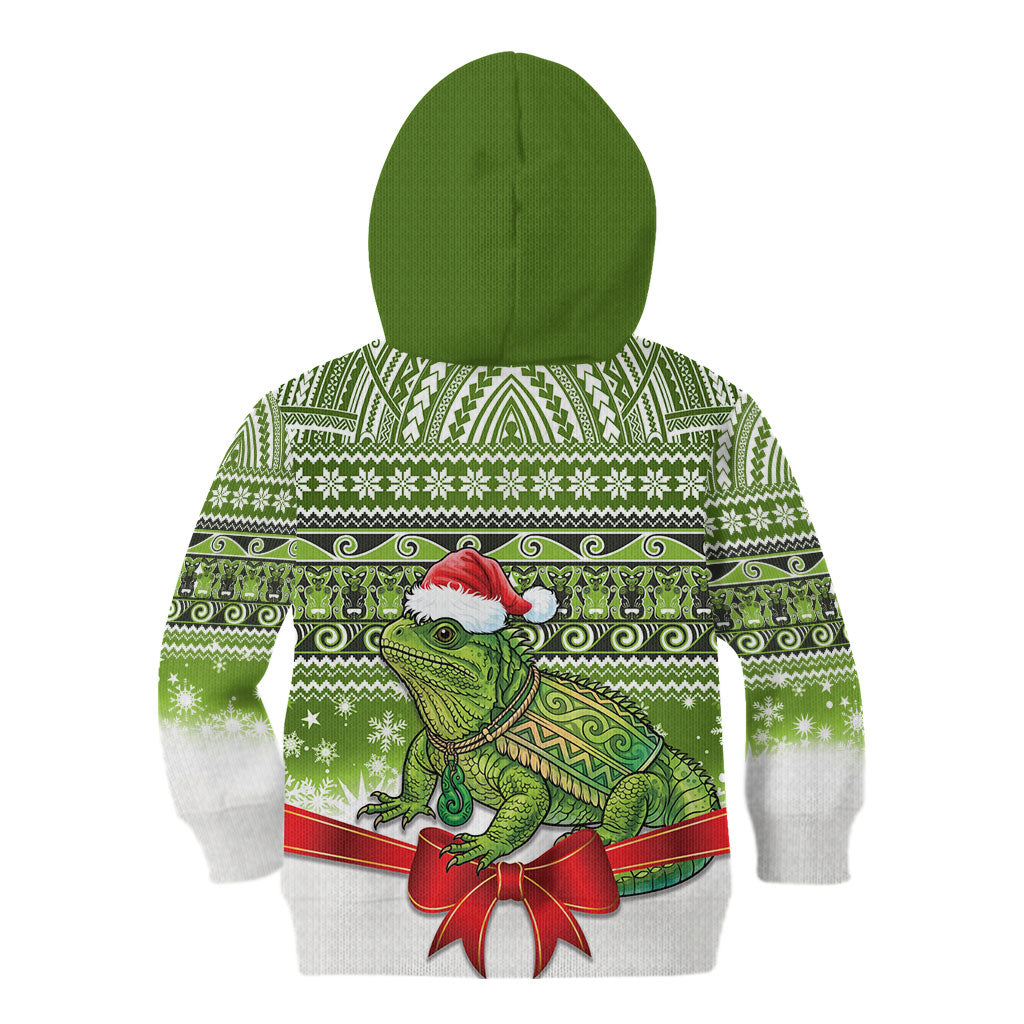 New Zealand Tuatara Christmas Kid Hoodie Maori Inspired Knitted Patterns