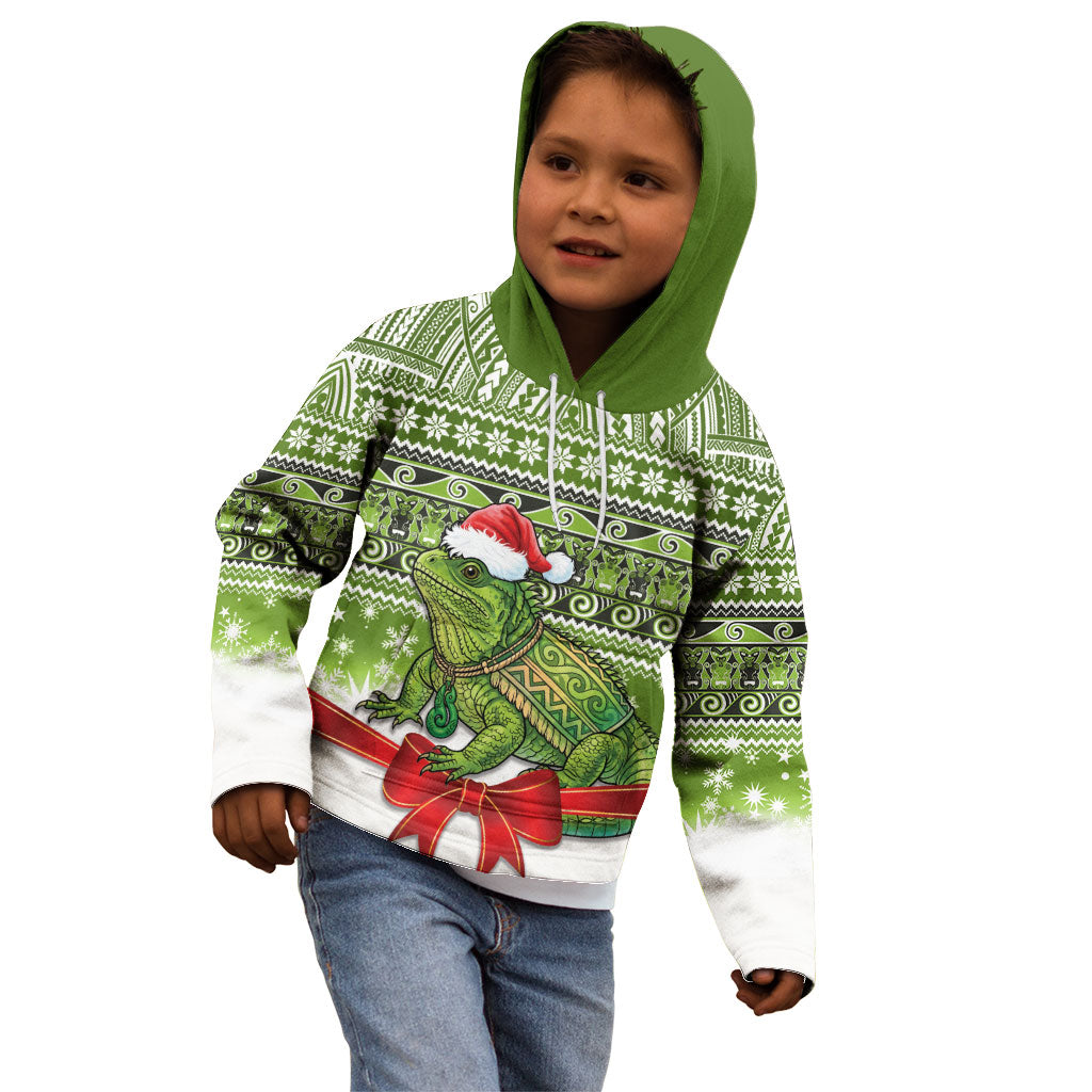 New Zealand Tuatara Christmas Kid Hoodie Maori Inspired Knitted Patterns