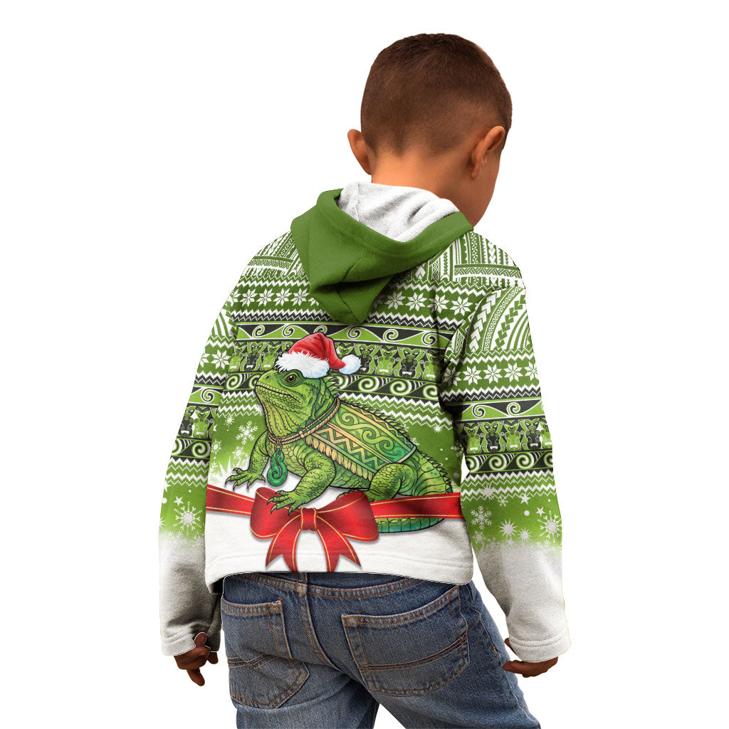 New Zealand Tuatara Christmas Kid Hoodie Maori Inspired Knitted Patterns