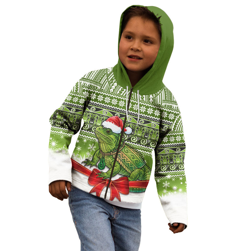 New Zealand Tuatara Christmas Kid Hoodie Maori Inspired Knitted Patterns