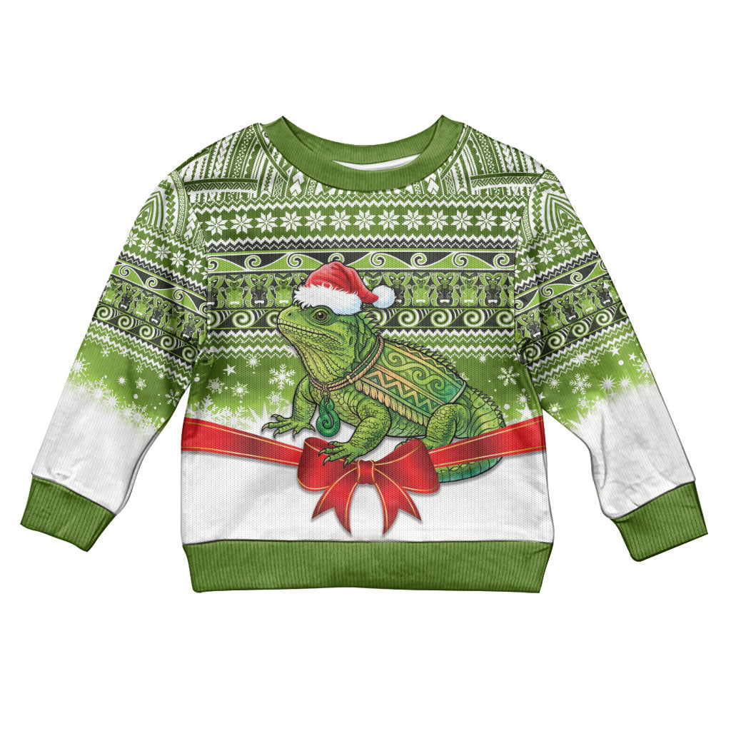 New Zealand Tuatara Christmas Kid Ugly Christmas Sweater Maori Inspired Knitted Patterns