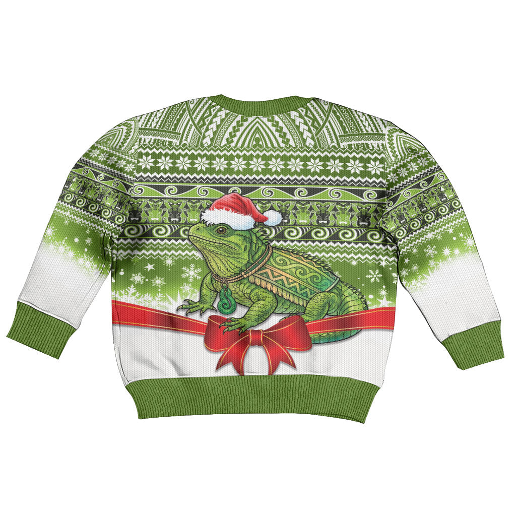New Zealand Tuatara Christmas Kid Ugly Christmas Sweater Maori Inspired Knitted Patterns