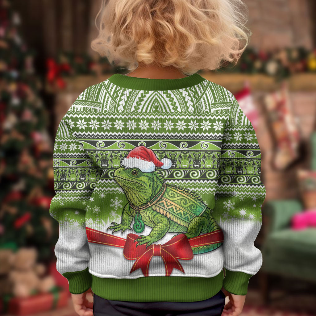 New Zealand Tuatara Christmas Kid Ugly Christmas Sweater Maori Inspired Knitted Patterns