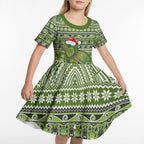 New Zealand Tuatara Christmas Kid Short Sleeve Dress Maori Inspired Knitted Patterns