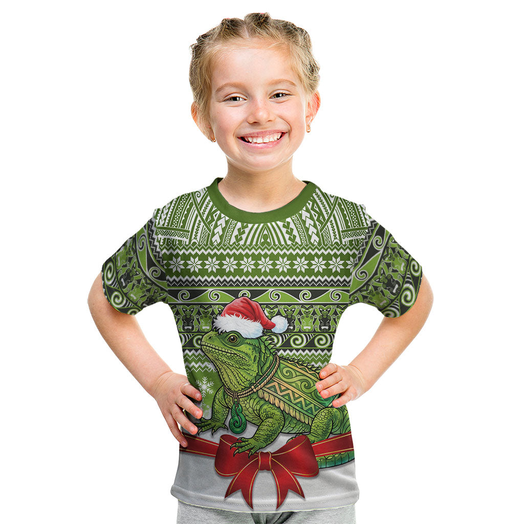 New Zealand Tuatara Christmas Kid T Shirt Maori Inspired Knitted Patterns