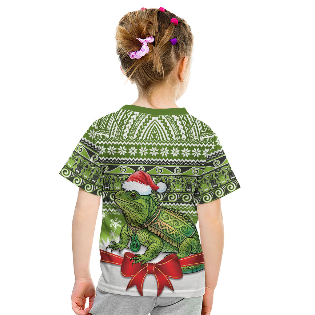 New Zealand Tuatara Christmas Kid T Shirt Maori Inspired Knitted Patterns