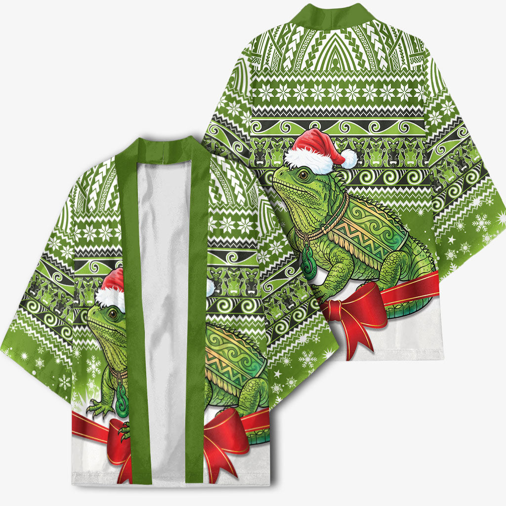 New Zealand Tuatara Christmas Kimono Maori Inspired Knitted Patterns